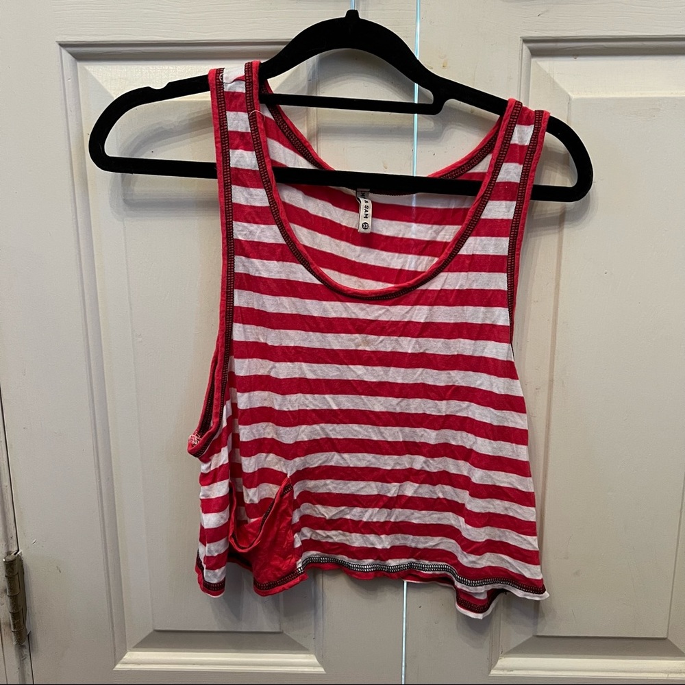 LF Emma & Sam striped cropped pocket tank